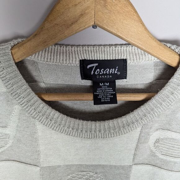 Vintage Golf Theme Knit Crewneck Sweater, Men's Cream, Tosani Canada, Size Mediu - Picture 5 of 7